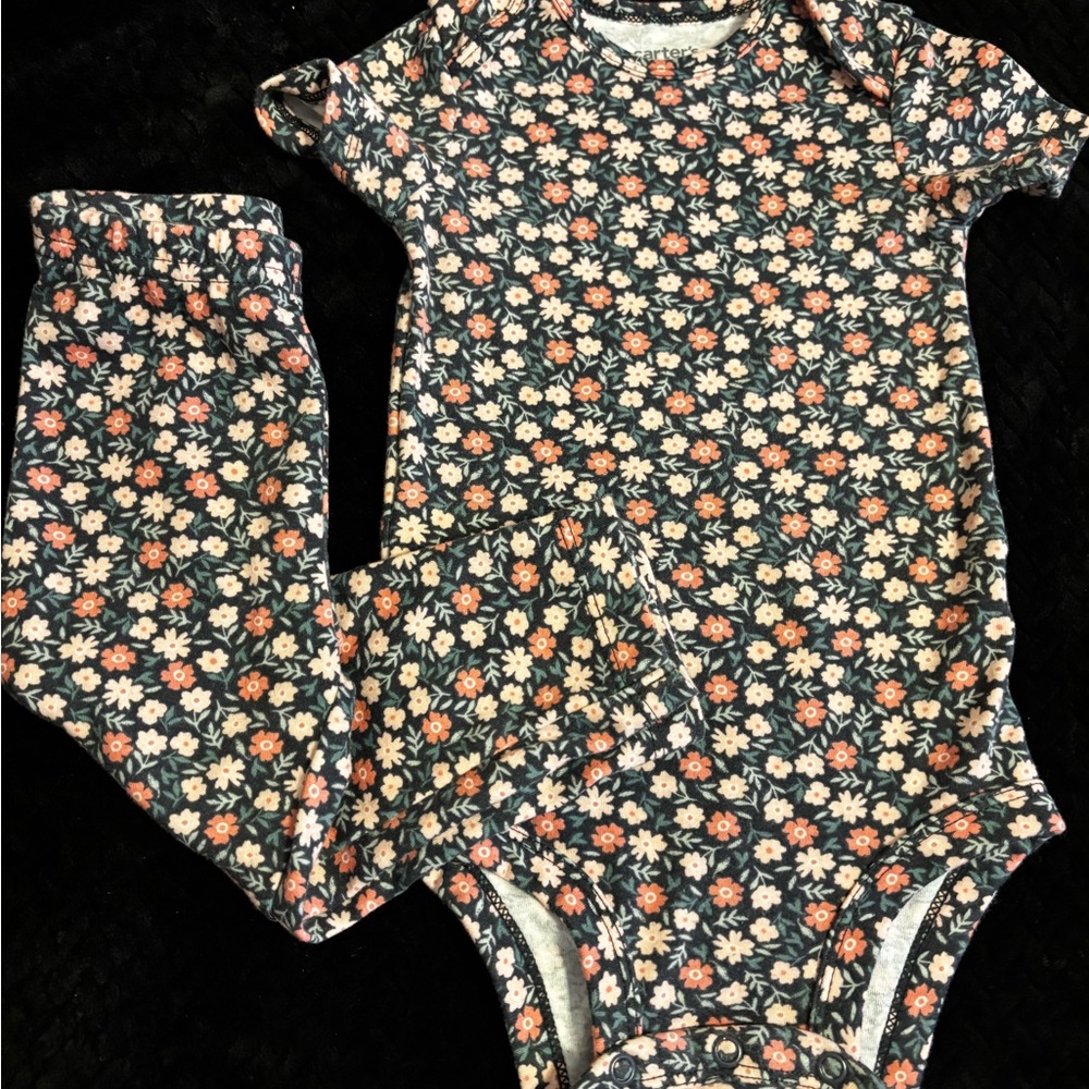 Carter's Navy Floral Bodysuit Set